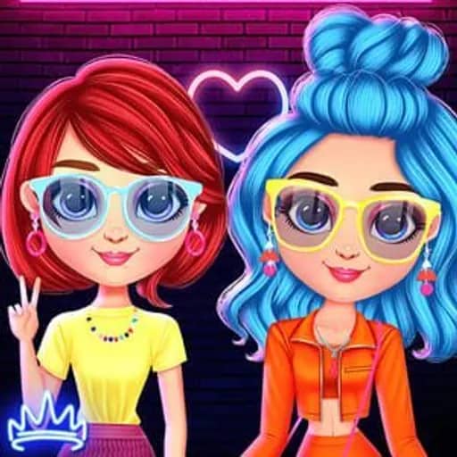 Rainbow Girls Neon Fashion HTML5 game